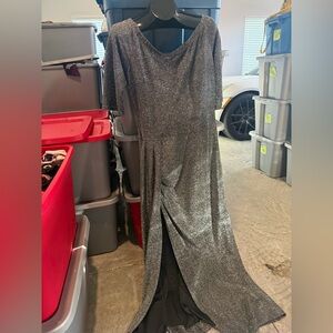 Silver Metallic Evening Gown - Sparkle Maxi Dress p12